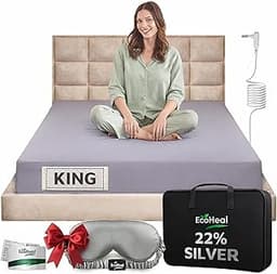 Luxury Grounding Sheets King 22% Silver Fiber, 74% Cotton, 4% Silk, Quality Certified Grounded Well Bed Sheet - Conductive Earth Fitted Sheet for Better Sleep, Grey